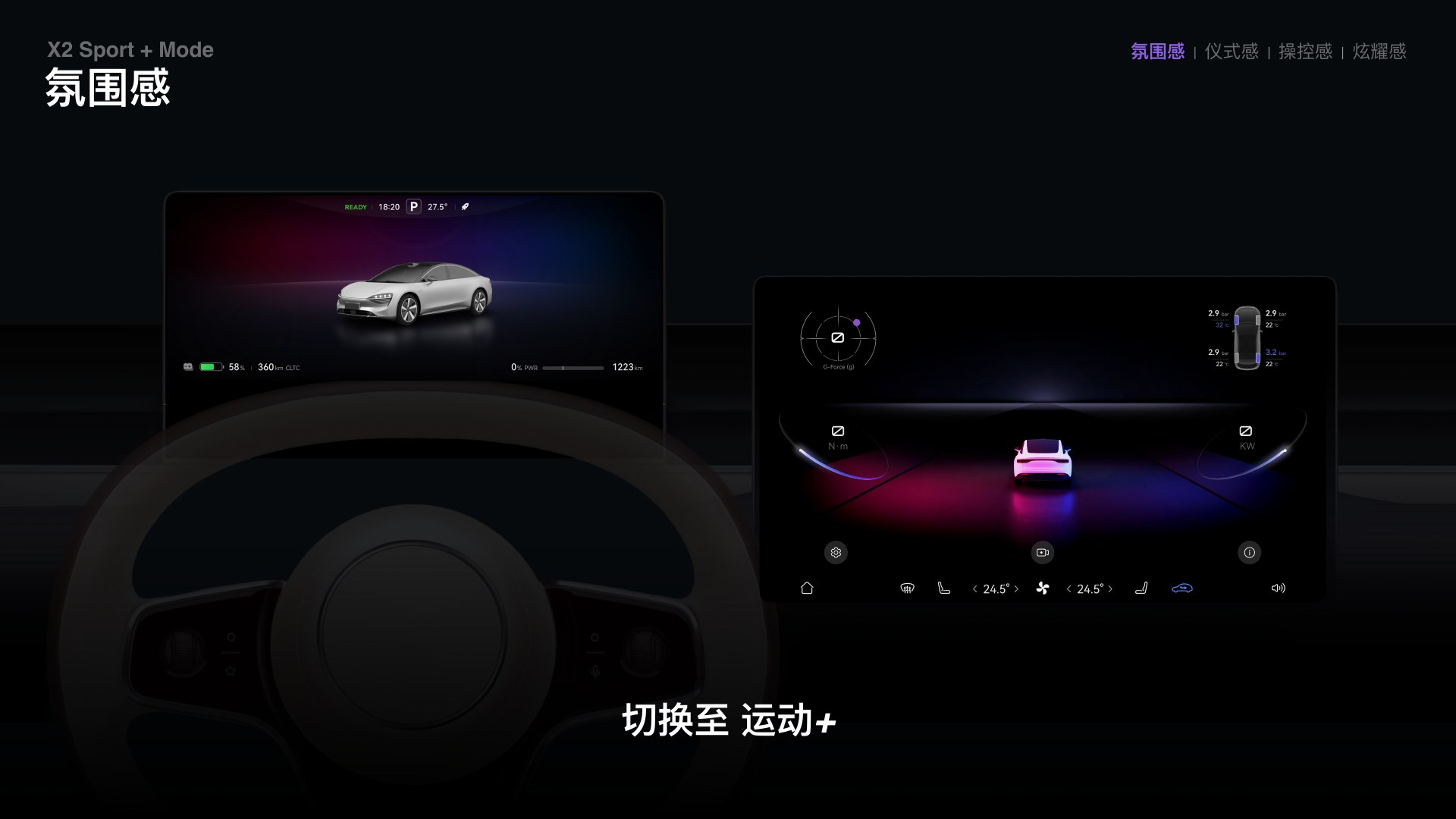LUXEED S7 Sport+ mode cockpit experience